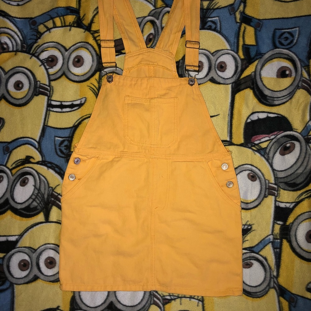 Denim Jumper Dress - YELLOW